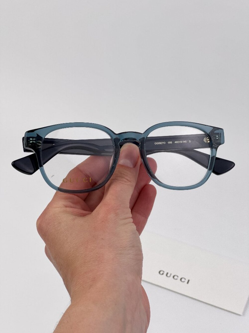Gucci GG0927O 006 Square Eyeglasses Transparent Blue NEW AUTHENTIC - Picture 2 of 9